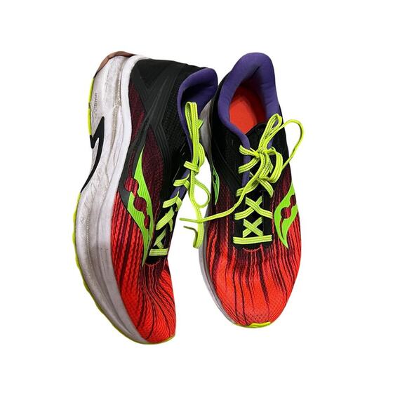 EUC Mens Saucony PWRRUN Axon Visi Pro running shoes size 10 colorful bright - Picture 3 of 8